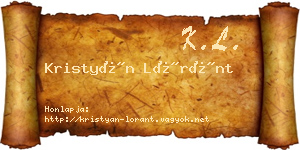 Kristyán Lóránt névjegykártya